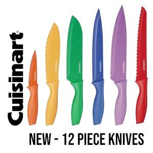 NEW Cuisinart 12 Piece Kitchen Knife Set Knives Multicolored Cutlery Set Stainle